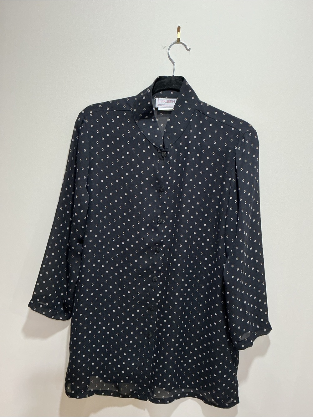 Vintage Louben Black Polka Dot Button-Up Shirt and pants size 12 comes as a set